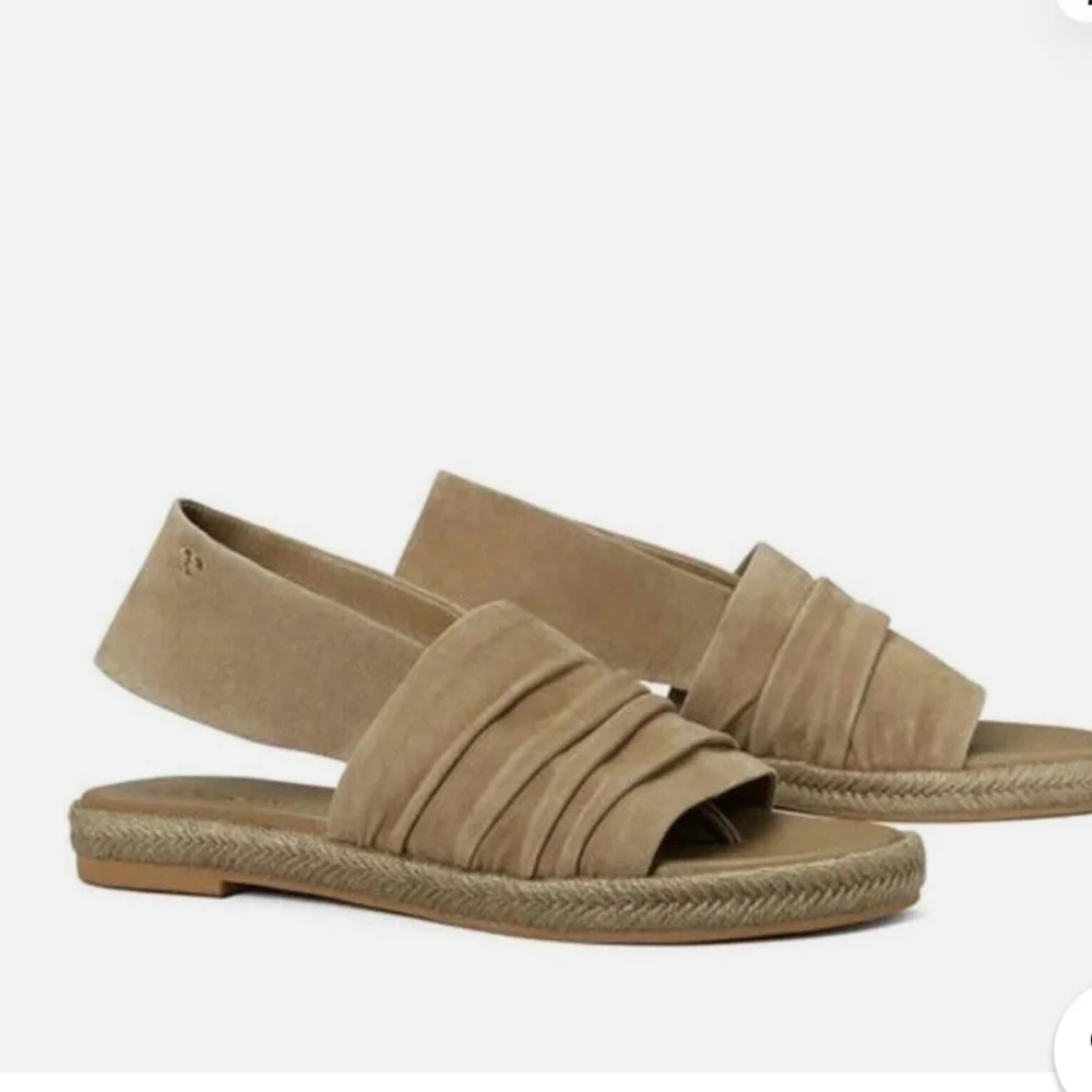 Tory Burch Taupe Suede Slingback Flat Sandals